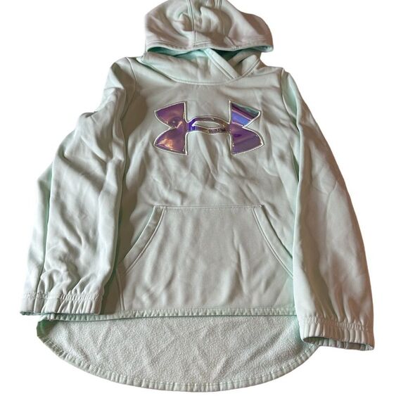 Under Armour Youth Girls Armour Fleece Iridescent Big Logo Hoodie (Small) - Picture 2 of 5